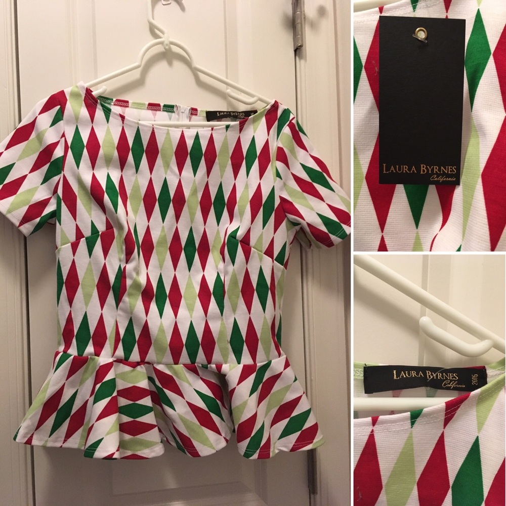 Ltd Ed, Laura Byrnes Harlequin Pin-Up M Blouse NWT